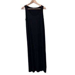 Eileen Fisher Scoop Neck Stretch Jersey Sleeveless Tank Maxi Dress Black Size XS